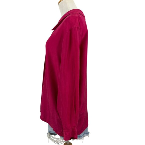 Vintage Lady Footlocker Top Women's Medium Silk Button Up Blouse Long Sleeve 80s - Picture 5 of 12